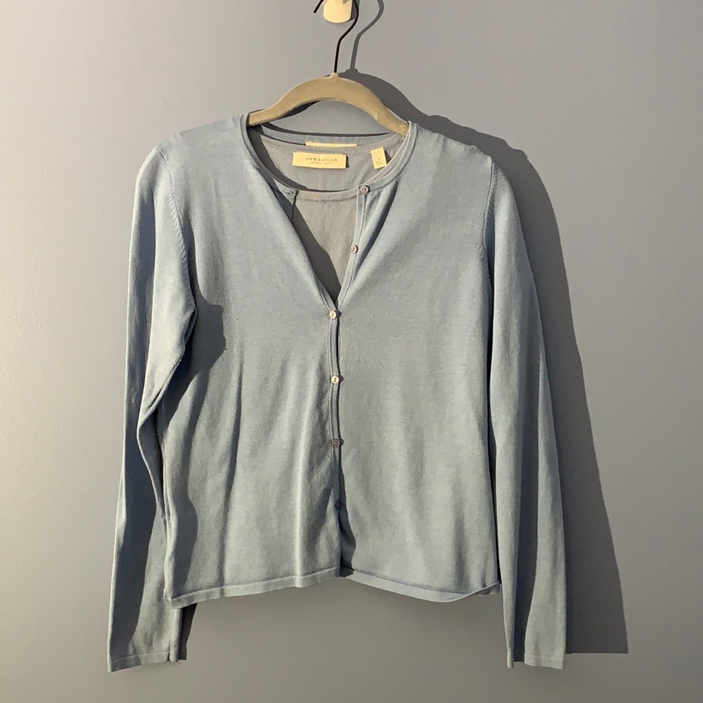 Anne Taylor Blue Cardigan and Shell
